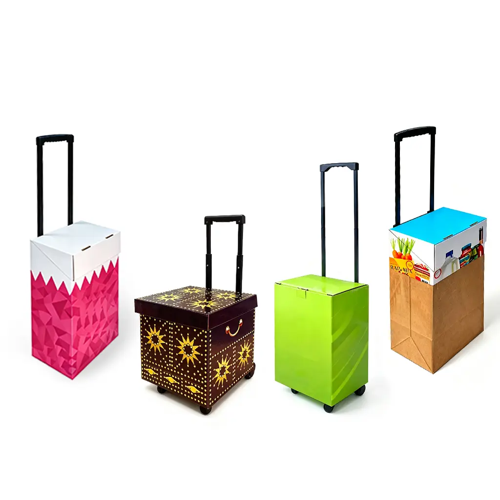Cardboard Trolley Wheeled Corrugated Dump Bin Retail Display Box