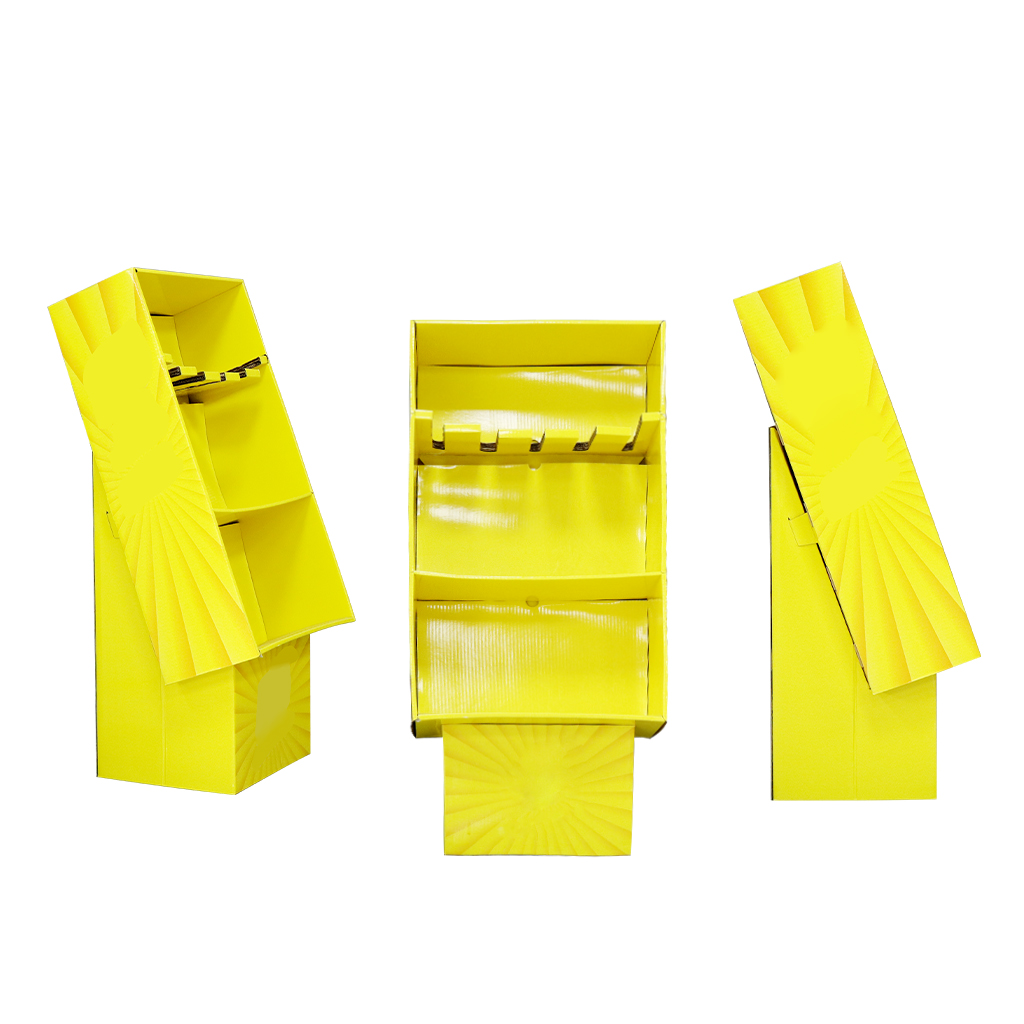 Custom Printed Angled Corrugated Cardboard Floor Display Stand