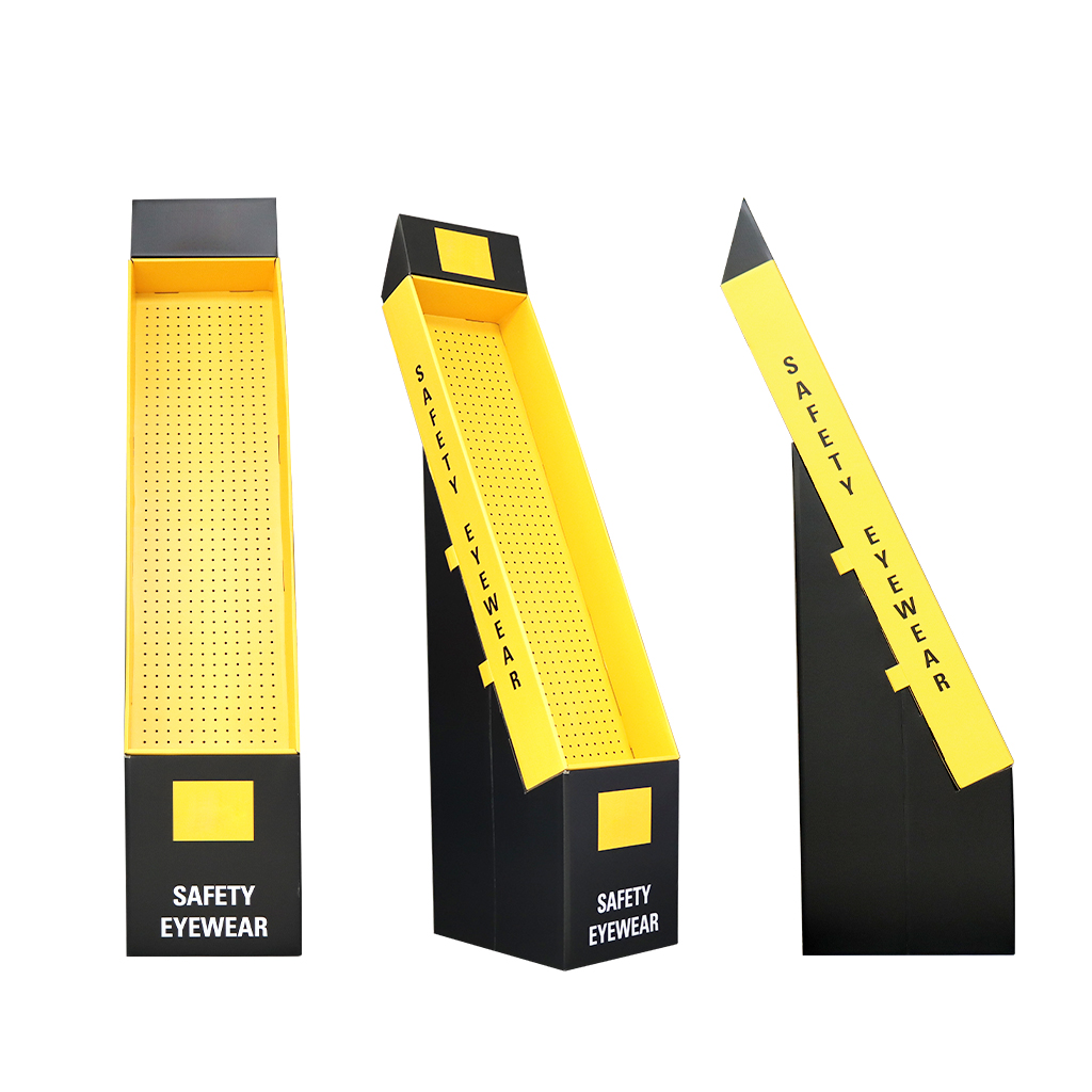Foldable Peg Hole Cardboard Floor Display Stand for Safety Eyewear Foldable Peg Hole Cardboard Floor Display Stand for Safety Eyewear
