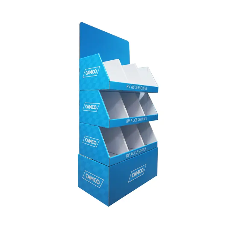Corrugated Cardboard Compartment Display, Multi Grid Retail Pallet Display Stand for Supermarket Promotion