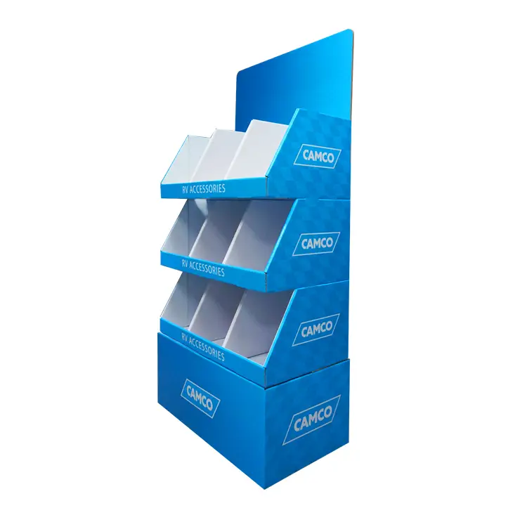 Corrugated Cardboard Compartment Display, Multi Grid Retail Pallet Display Stand for Supermarket Promotion
