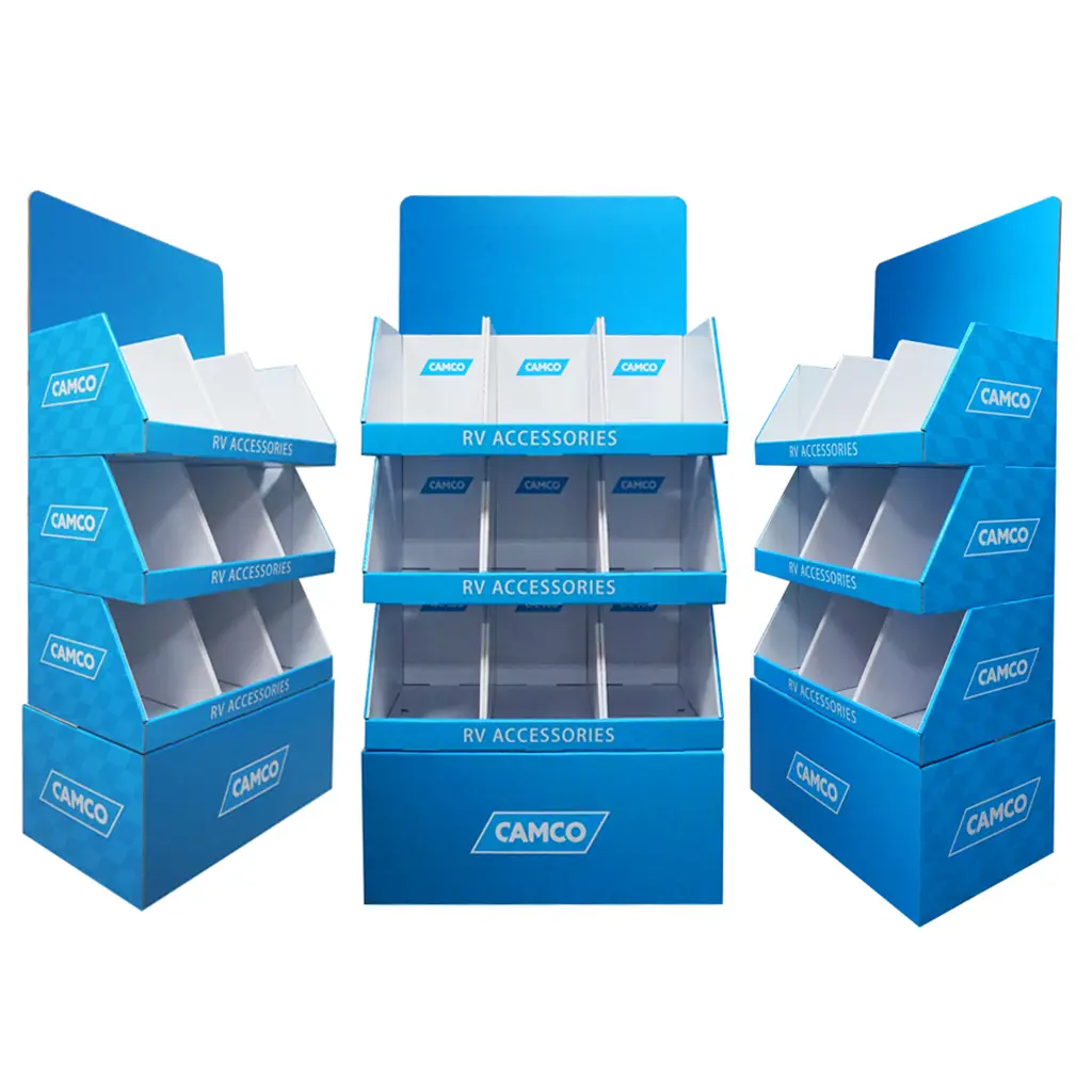 Corrugated Cardboard Compartment Display, Multi Grid Retail Pallet Display Stand for Supermarket Promotion