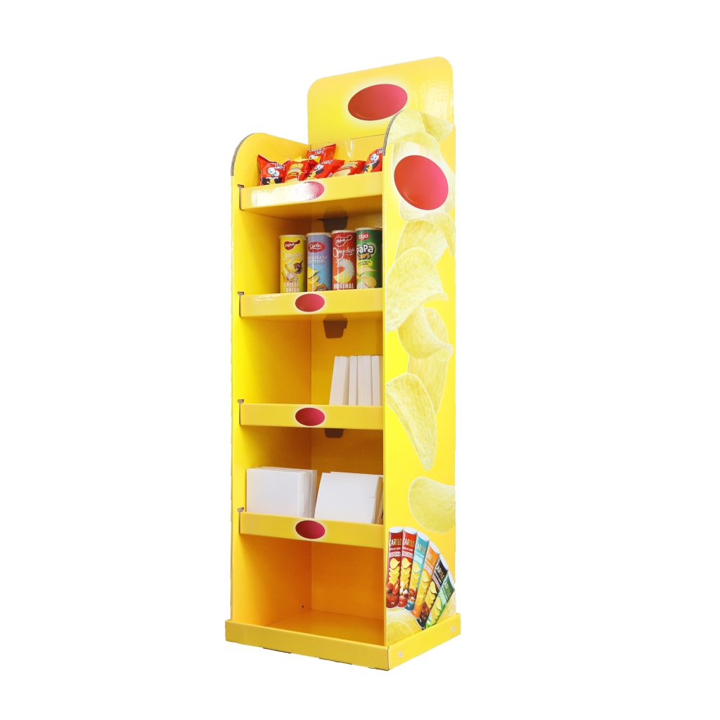 Custom printed shelf panels for snack products