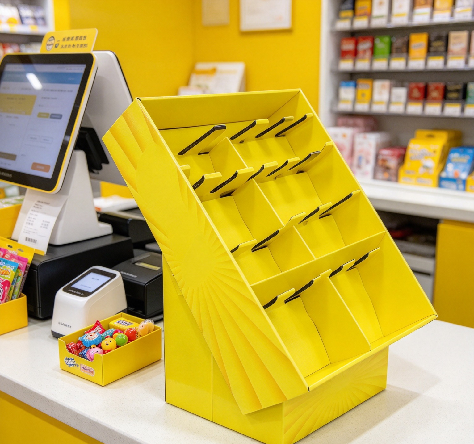 Custom Printed Angled Corrugated Cardboard Floor Display Stand