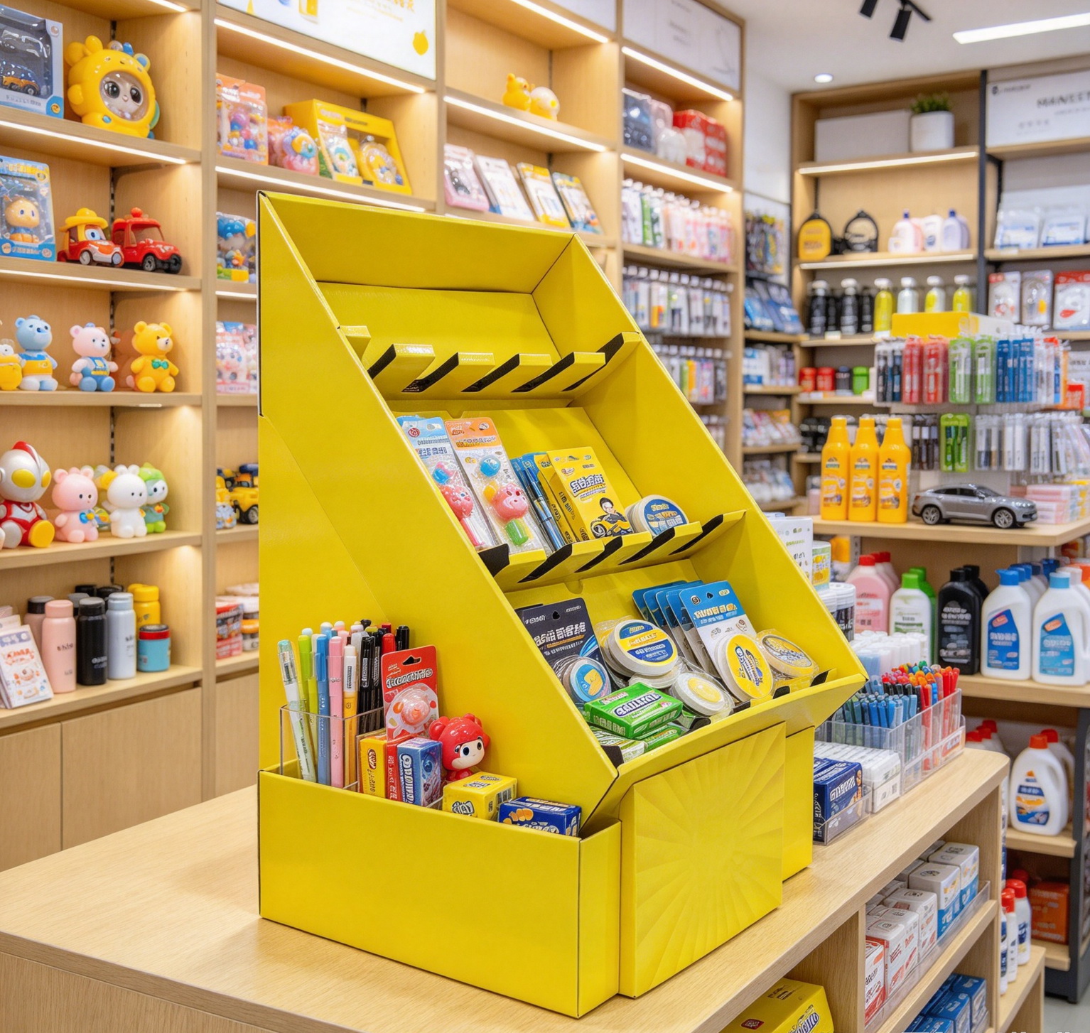 Custom Printed Angled Corrugated Cardboard Floor Display Stand