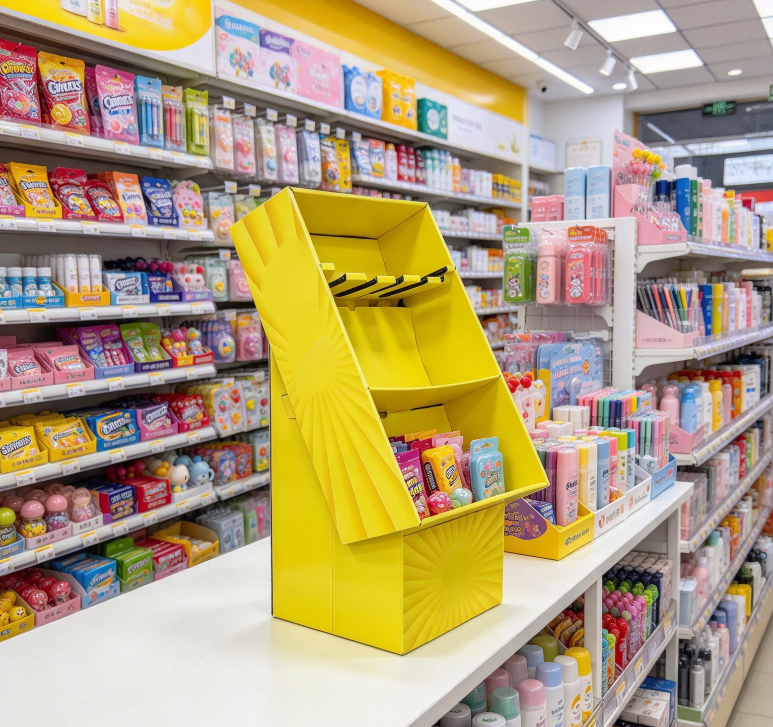 Custom Printed Angled Corrugated Cardboard Floor Display Stand