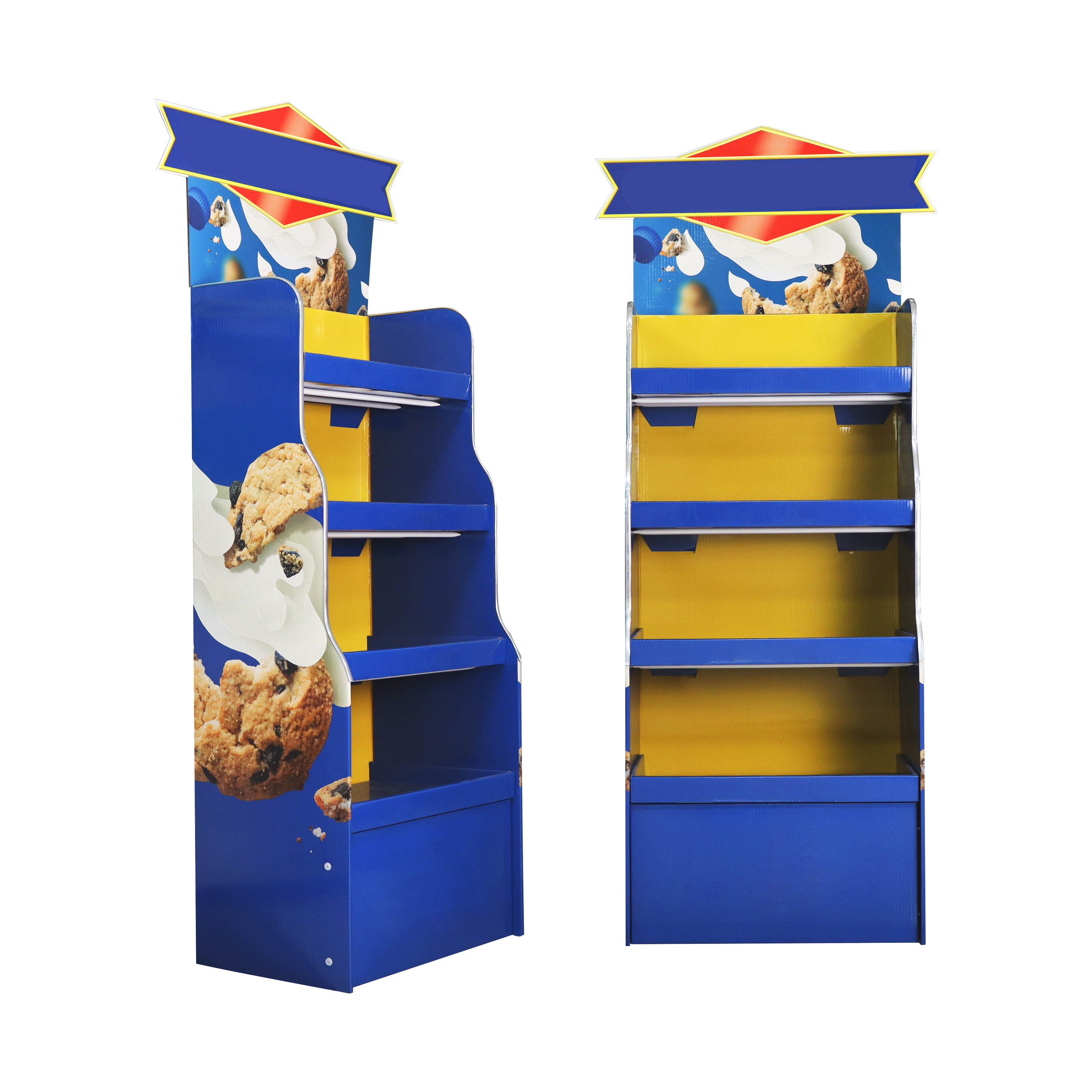 Corrugated Cardboard Compartment Display | Custom Printed Retail Paper Floor Shelf