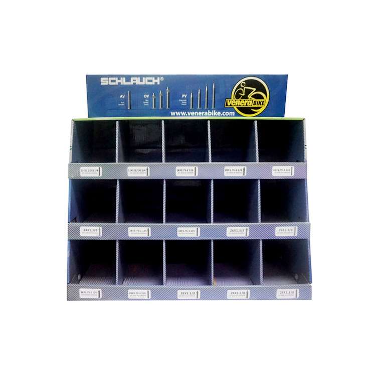 Corrugated Cardboard Compartment Display, Countertop Multi Grid Retail POS Display Stand With Header