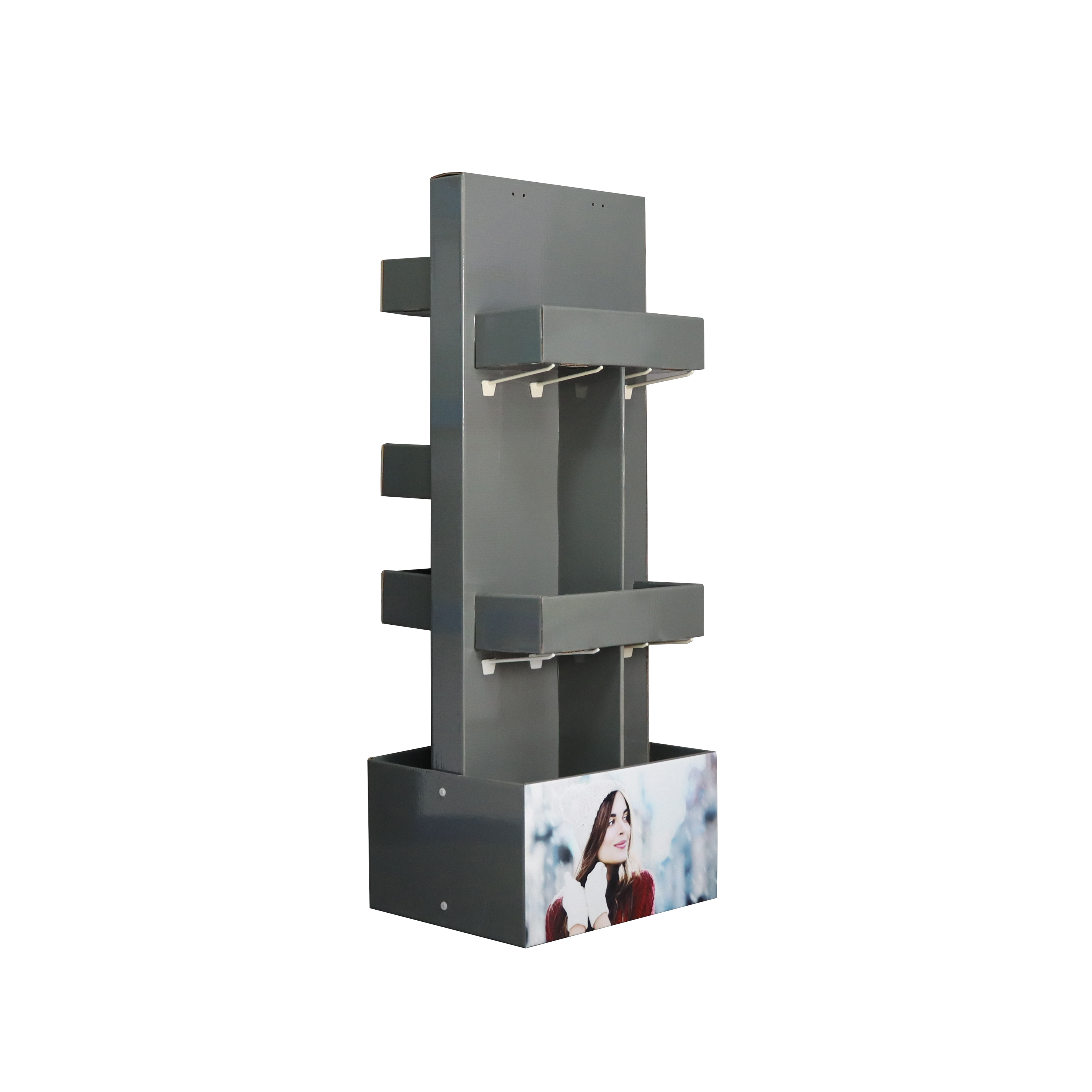 Freestanding Cardboard Floor Display Stand, Multi-tier Corrugated Retail POP Display Rack