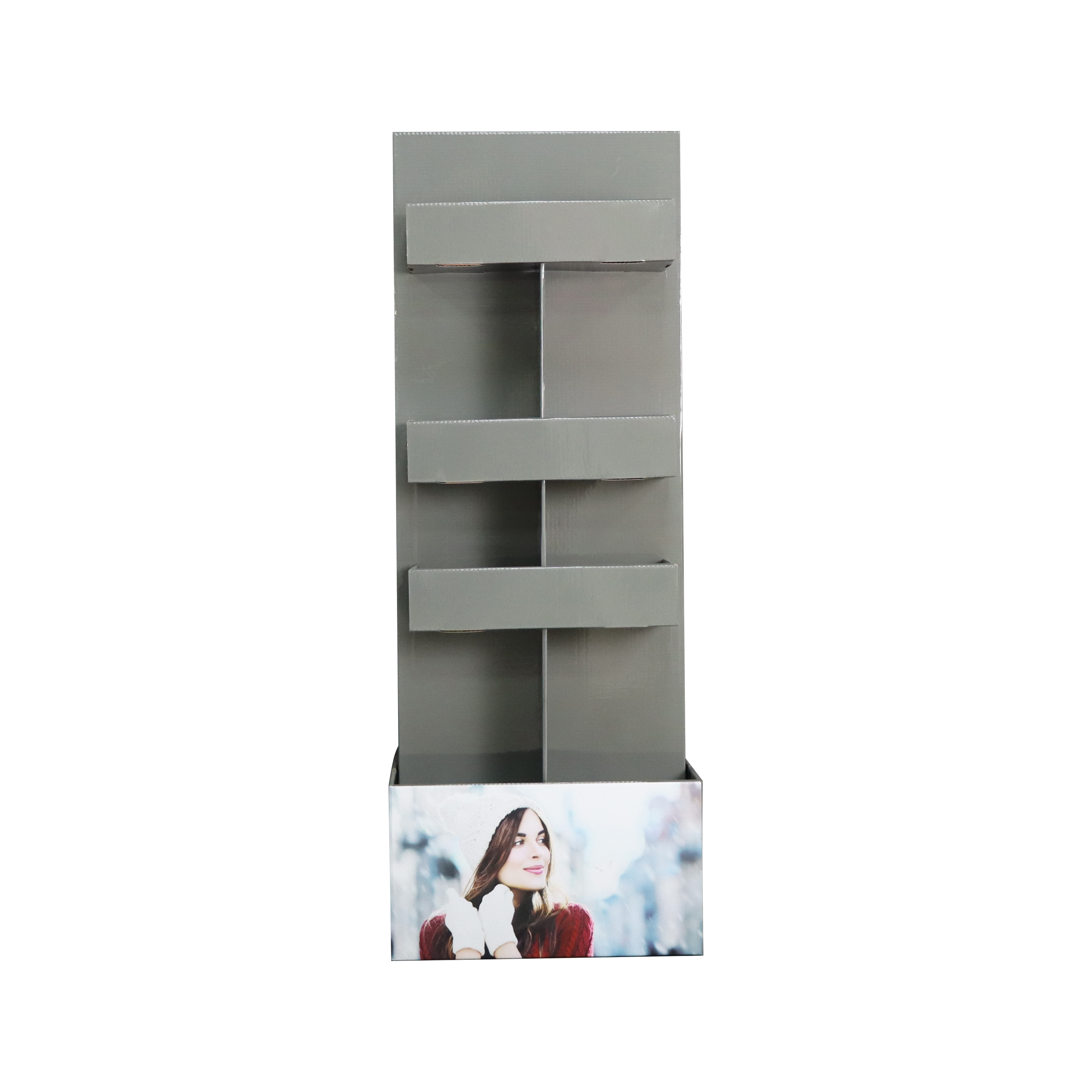 Freestanding Cardboard Floor Display Stand, Multi-tier Corrugated Retail POP Display Rack