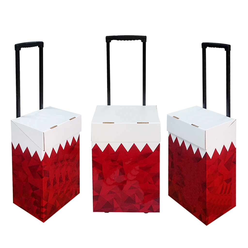 Custom Printed Cardboard Trolley, Foldable Paper Trolley for Exhibition Promotion