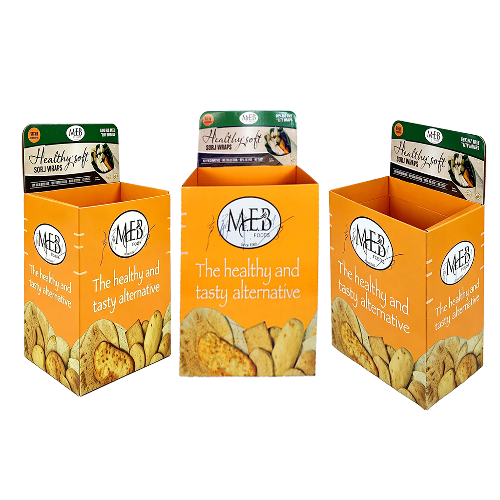 Custom printed cardboard dump bin retail display boxes for supermarket promotion