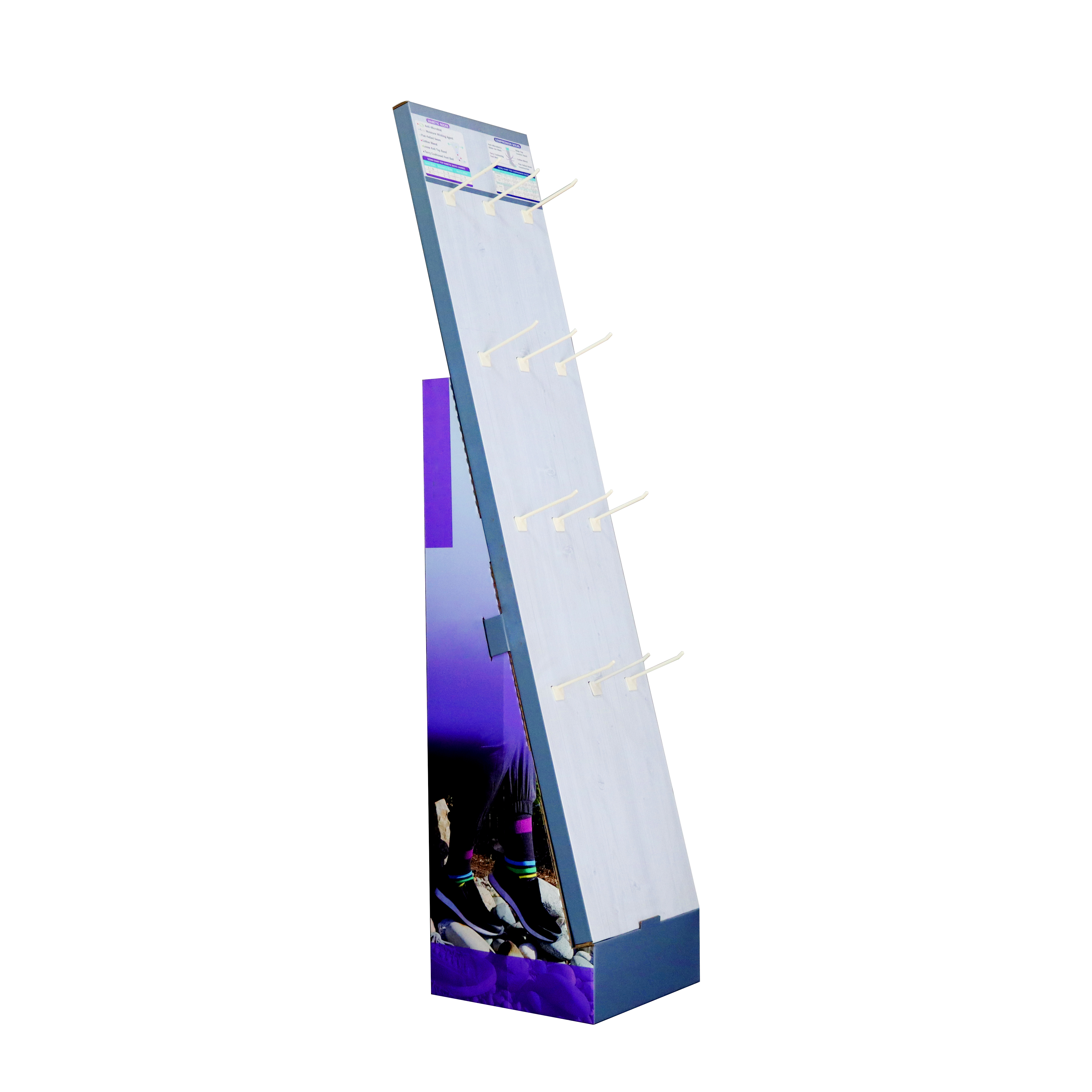 Custom Corrugated Hook Display, Cardboard Hanging Merchandise Floor Display Stand For Retail Products