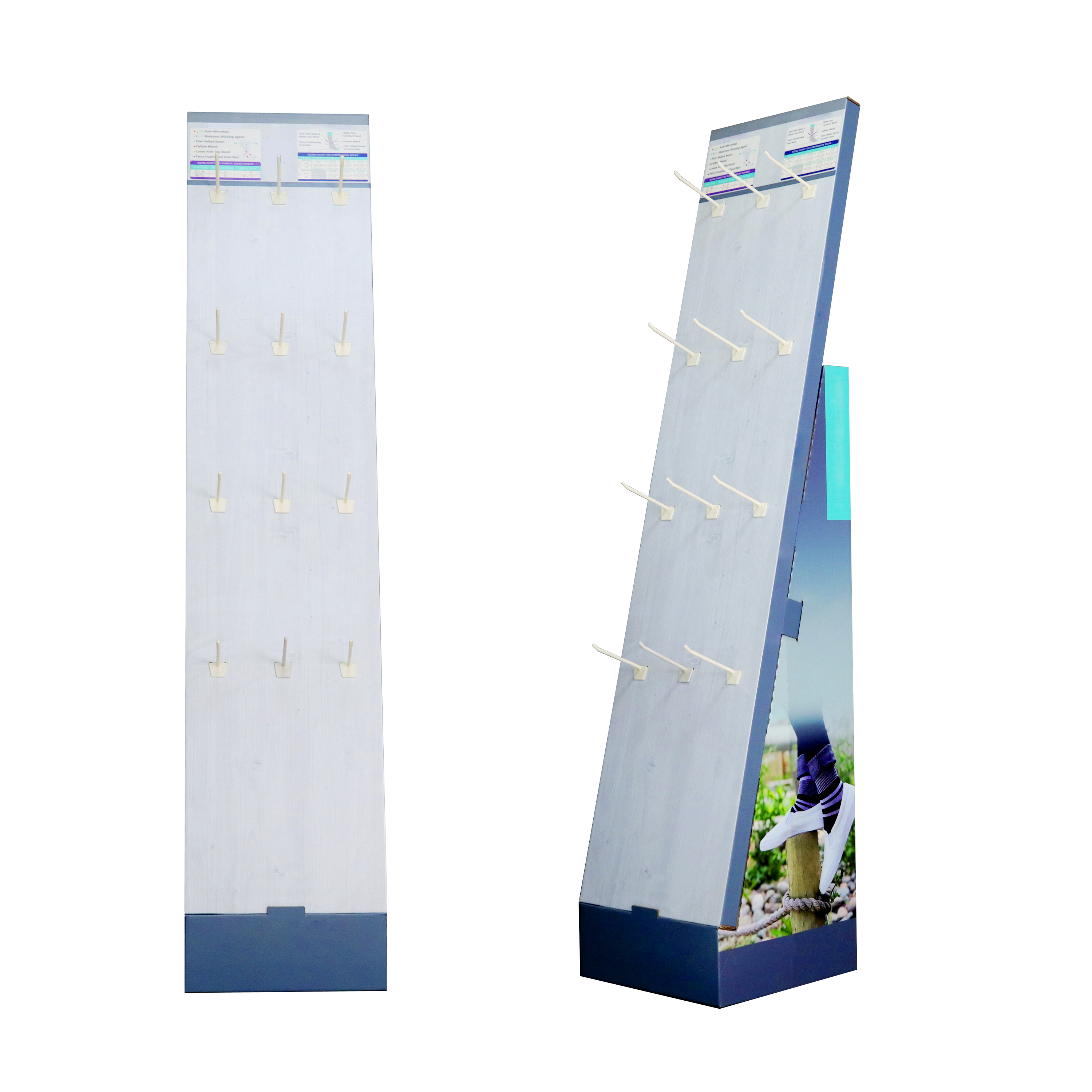 Custom Corrugated Hook Display, Cardboard Hanging Merchandise Floor Display Stand For Retail Products