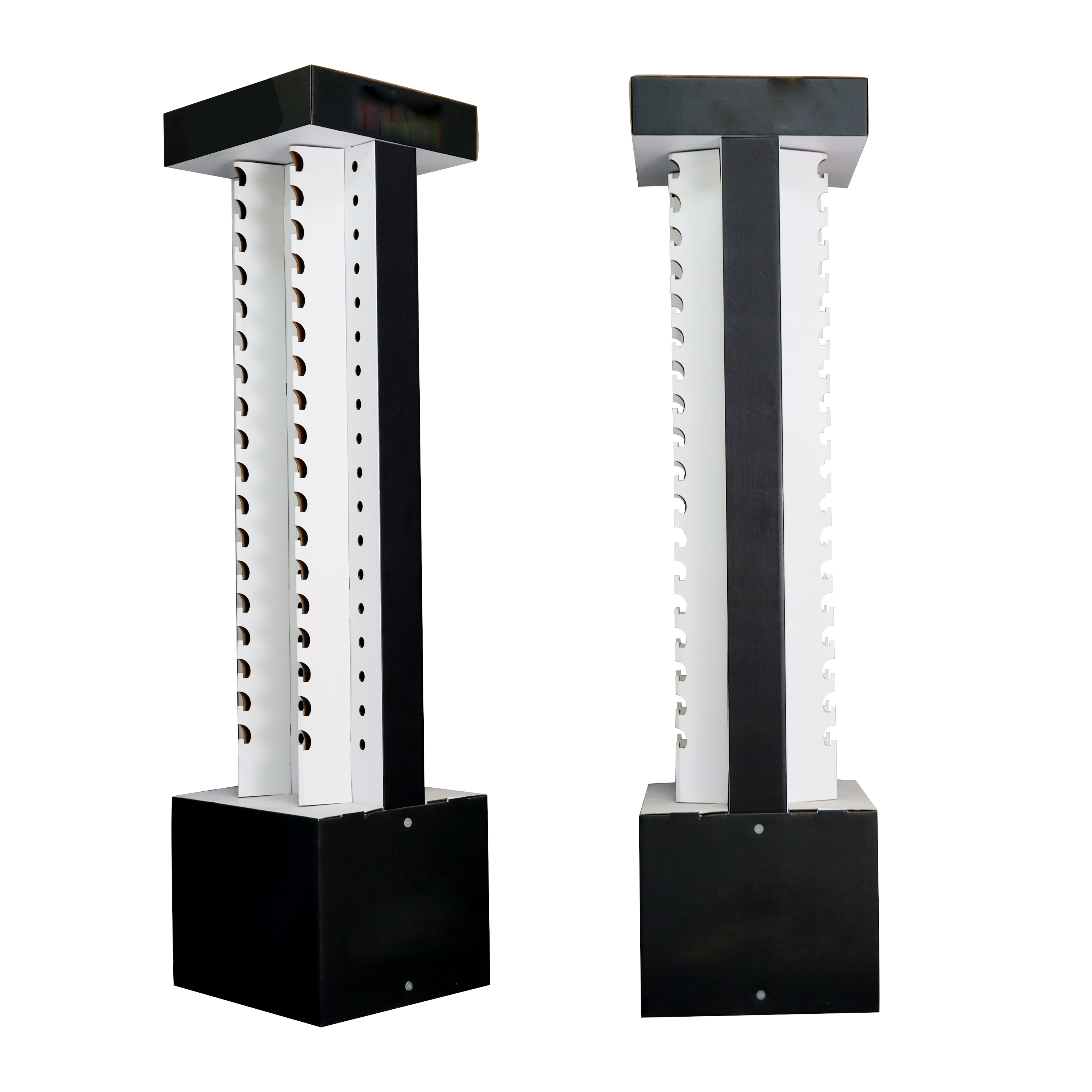 4‑sided cardboard hook floor display stand for retail store