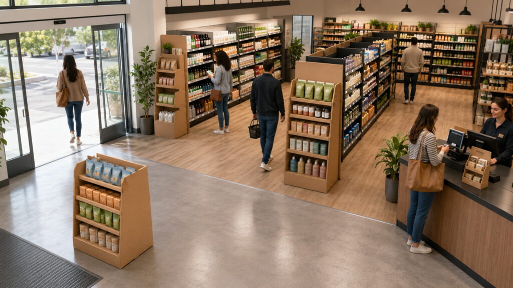 How Store Layout Shapes Cardboard Display Placement, Shopper Flow, and Retail Visibility